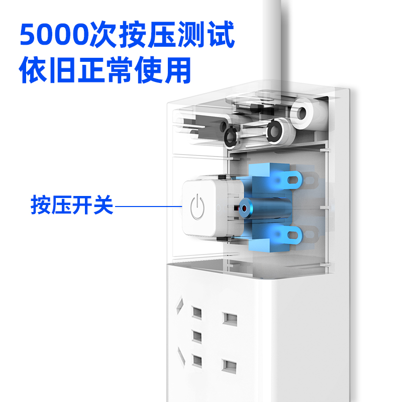 大众娱乐18281插座_2+2+3A_2米_彩盒(白)(个)