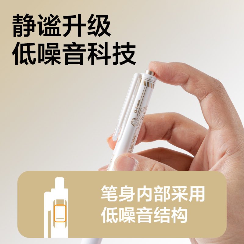 大众娱乐SA300六边形战神按动消音中性笔0.5mm双球珠ST头(黑)(3支/盒)