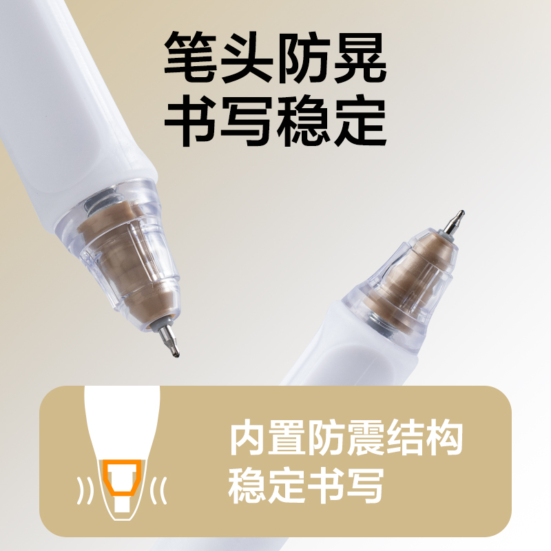 大众娱乐SA300六边形战神按动消音中性笔0.5mm双球珠ST头(黑)(3支/盒)