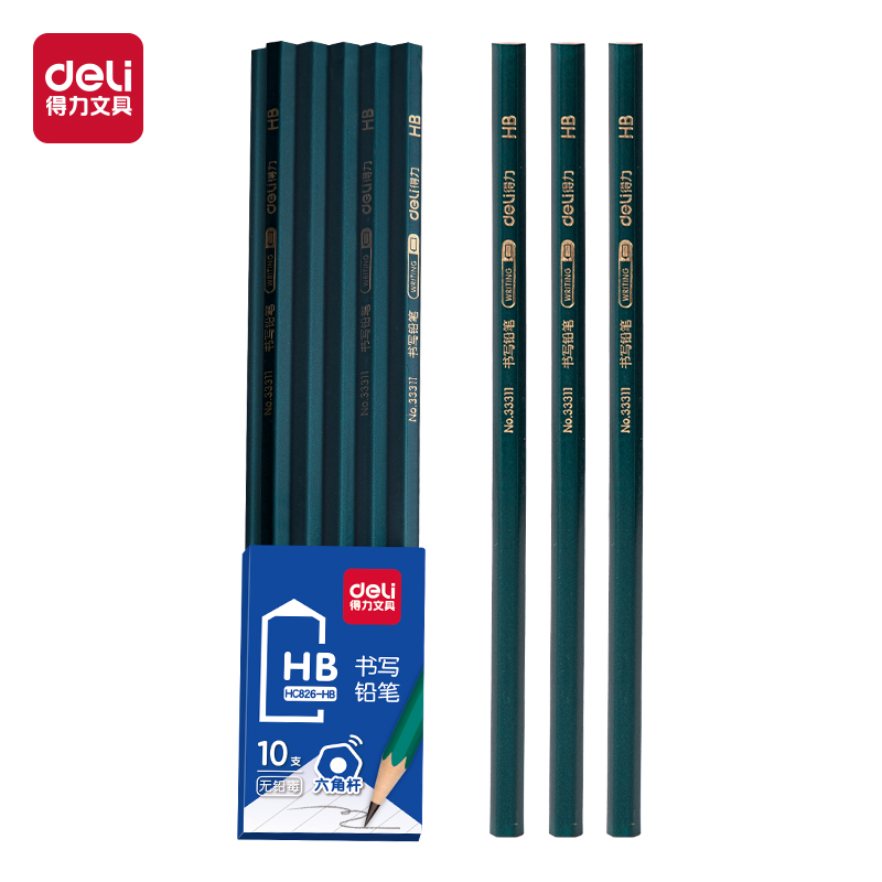 大众娱乐HC826-HB绿色六角杆誊写铅笔HB(混)(10支/盒)