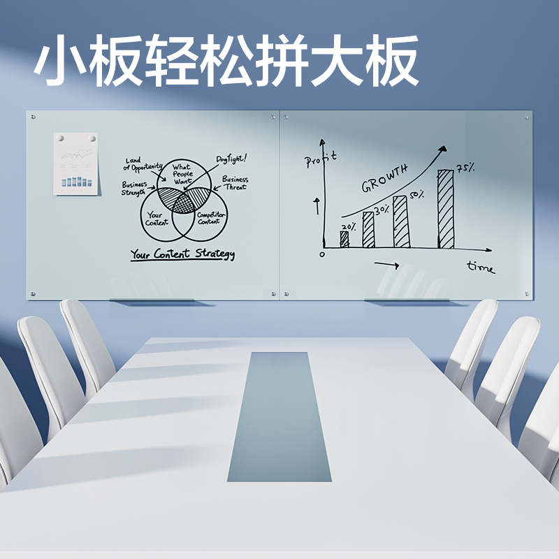大众娱乐MZ114磁性玻璃白板900*1800mm(白)(块)