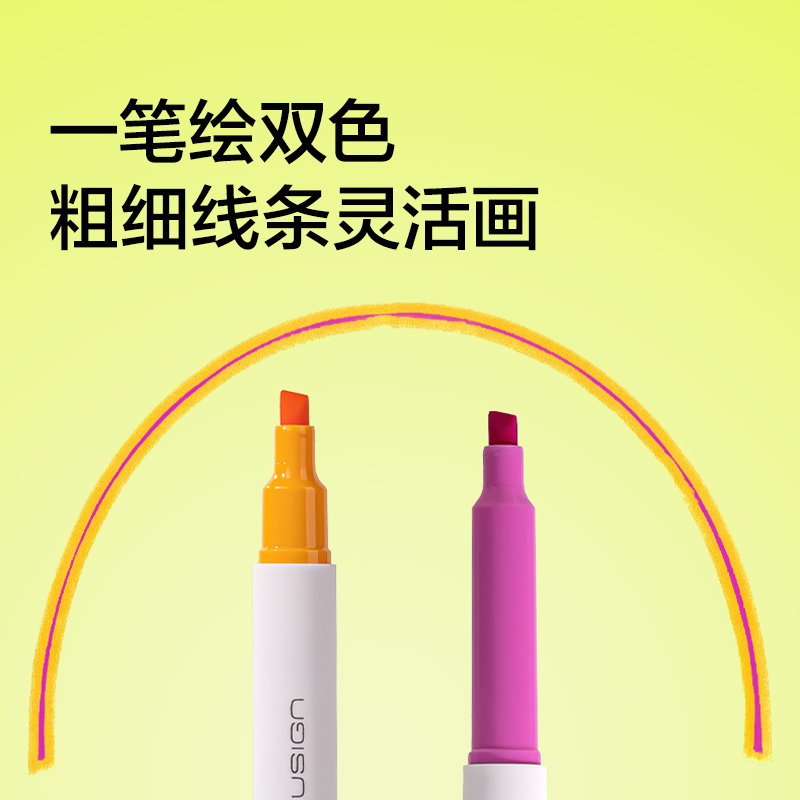 纽赛NS720-1双头双色抗晕染荧光笔(混)(3支/盒)