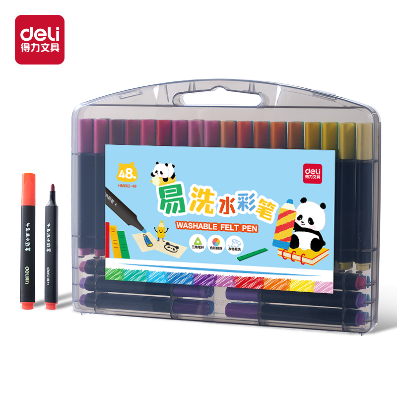 大众娱乐HM662-48_PP盒装三角杆易洗水彩笔(混)(48色/盒)